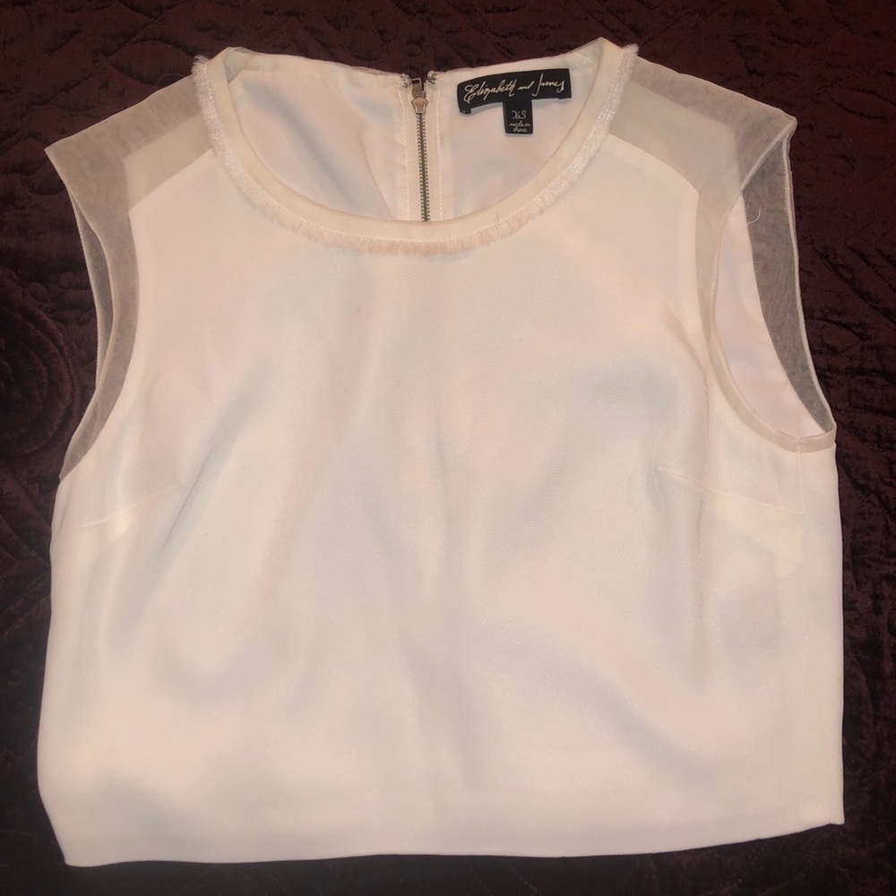 Elizabeth and James white cropped blouse